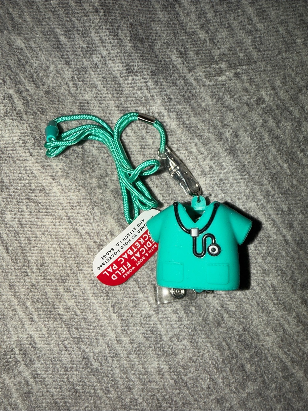 Teal Scrub Top Badge Reel Sanitizer Holder Lanyard - Cute Medical Accessory